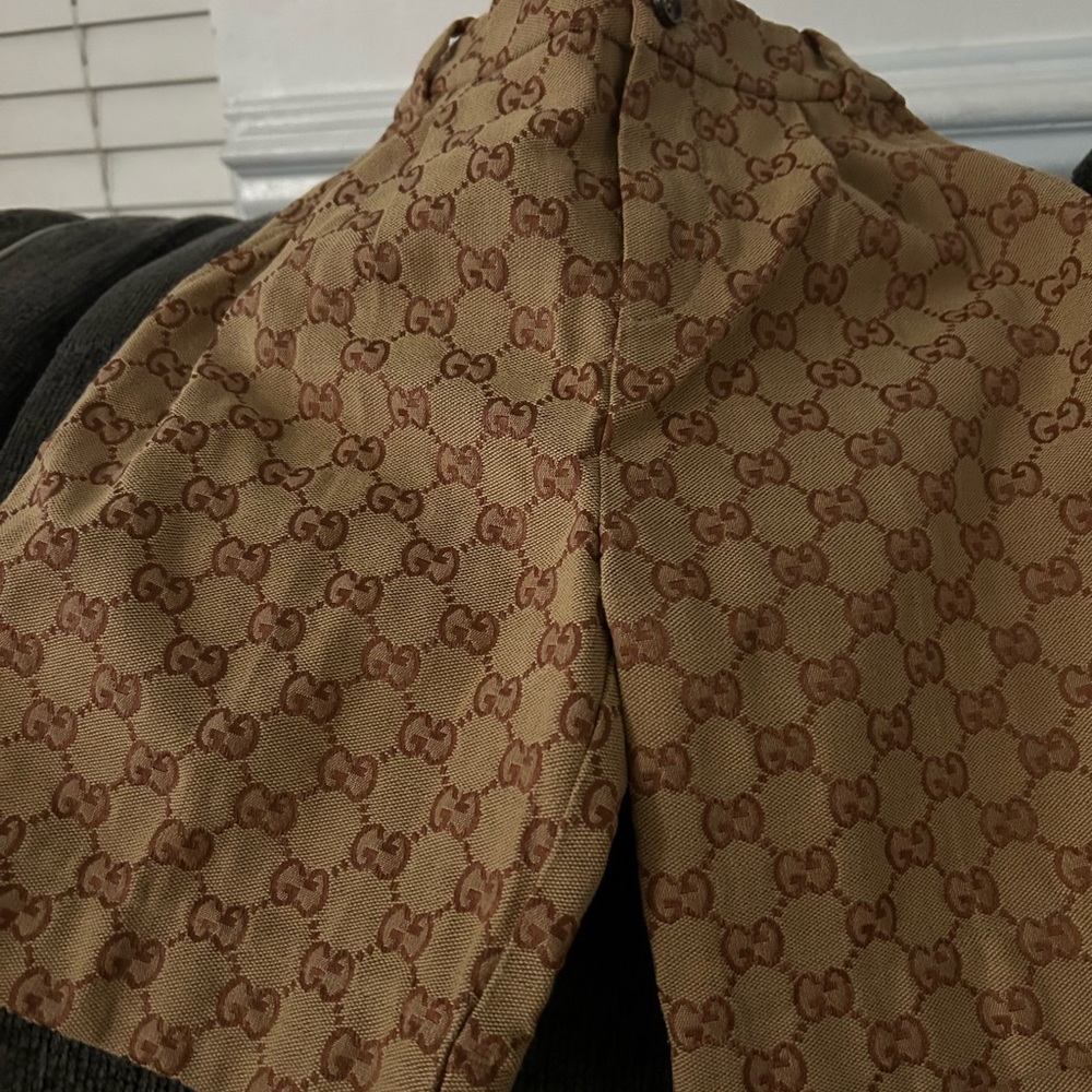 Gucci Tan and Brown Monogrammed Fabric